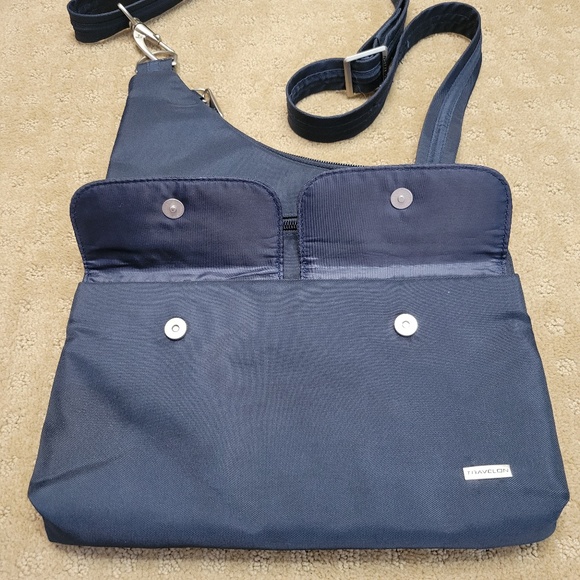 Travelon Anti-Theft Classic Crossbody Security Travel Bag Purse Midnight - Blue - Picture 6 of 14